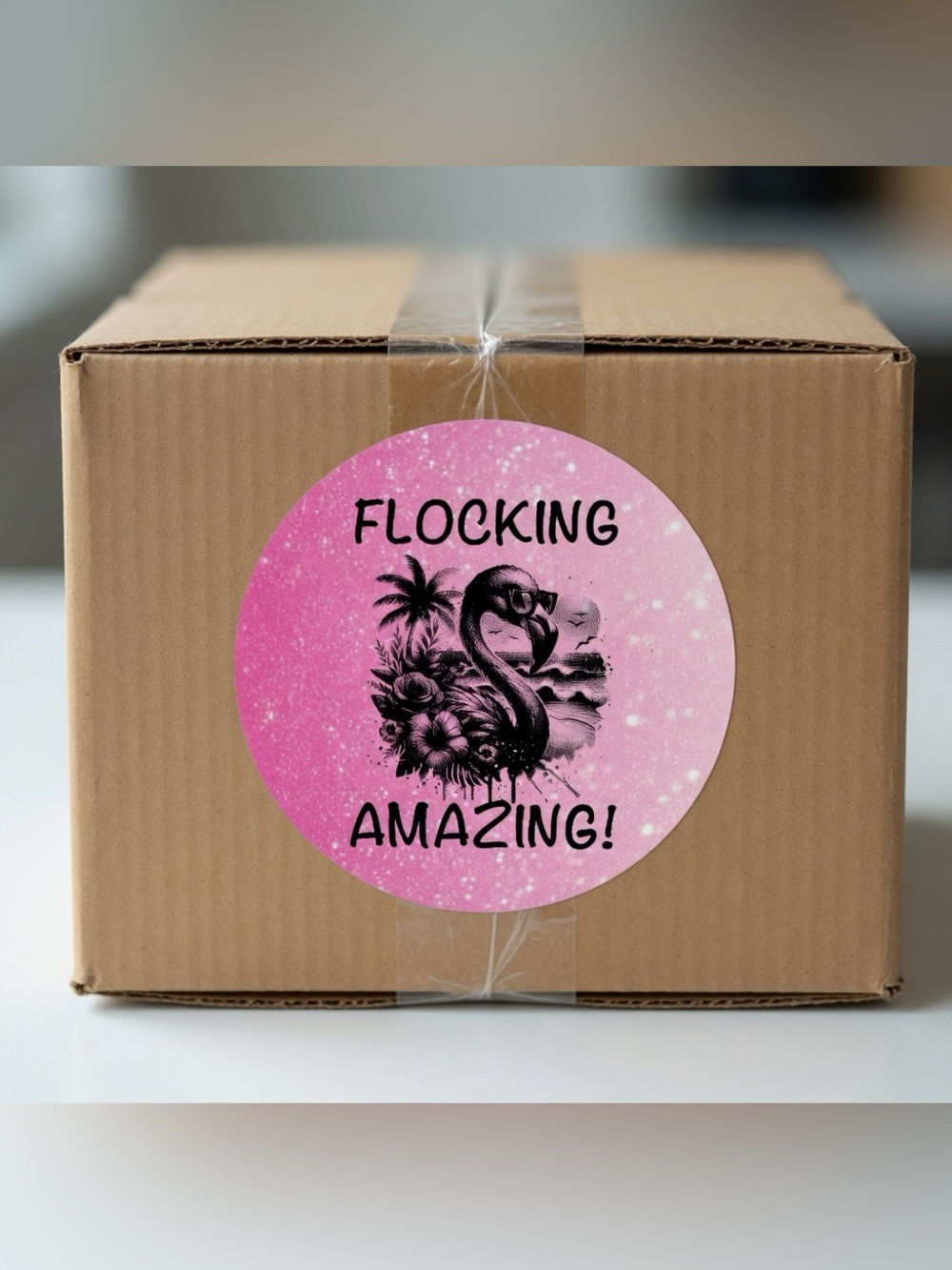 Flocking Amazing Flamingo 3” Round Stickers-100ct - Picture 1 of 2